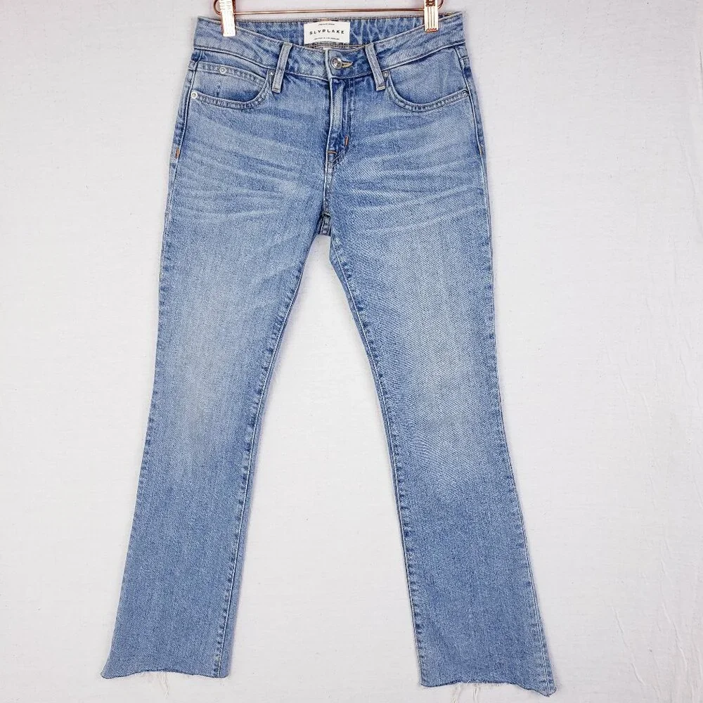 SLVRLAKE Scarlett Jeans Kick Flare Mid-Rise Raw Hem Size 25